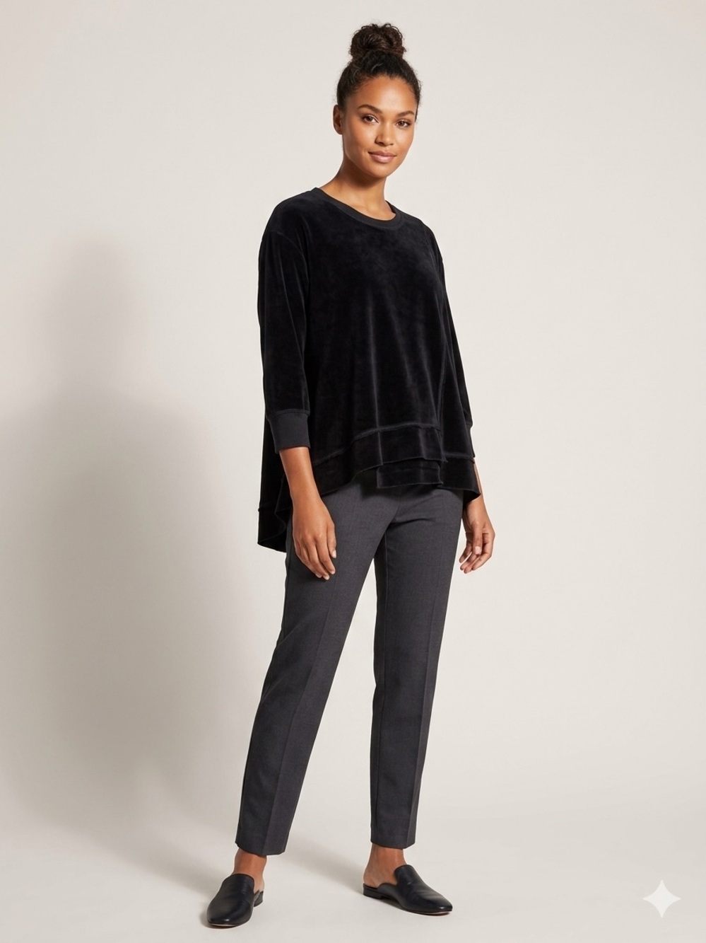 Wilt velour Crewneck asymmetrical top